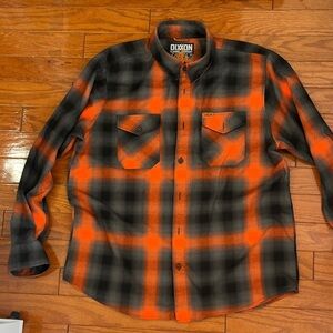 DIXXON Men's Vibrant Orange and Black Checkered Shirt